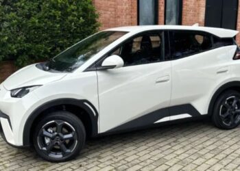 Imagem de um BYD Dolphin Mini estacionado