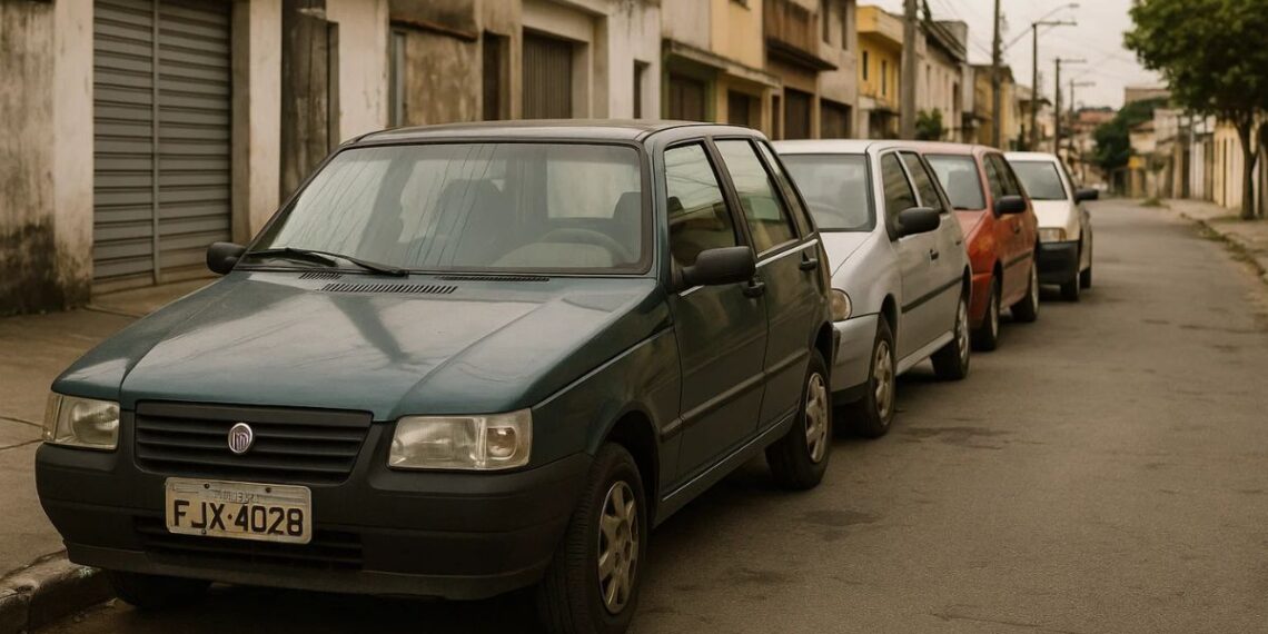 Carros estacionados na rua