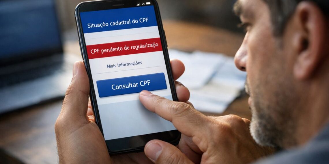 Um cidadão vendo seu celular